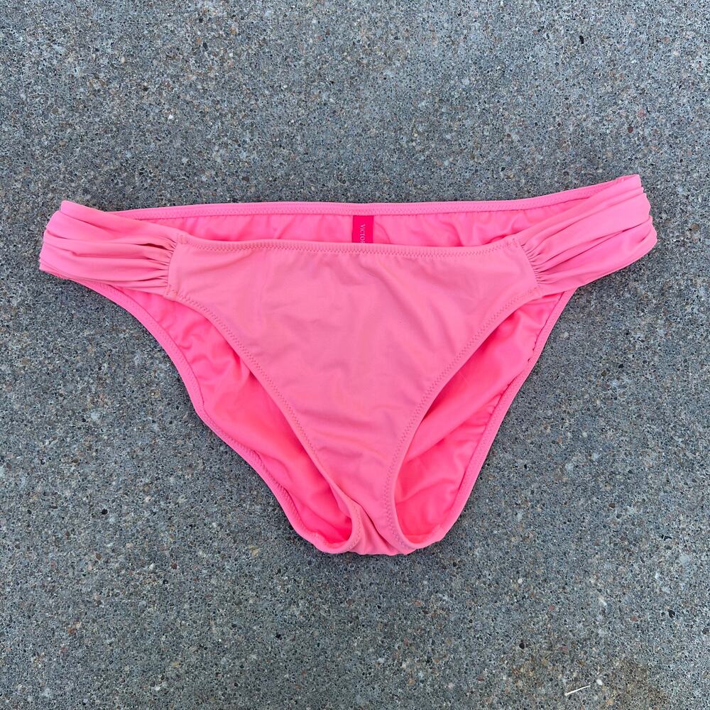 Victoria's Secret pink ruched side bikini bottoms LARGE